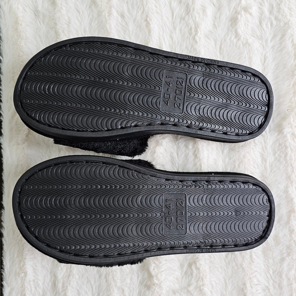 HEART Slippers Fuzzy Fluffy Memory Foam Open Toe Indoor Outdoor House Shoes PINK - Picture 5 of 8